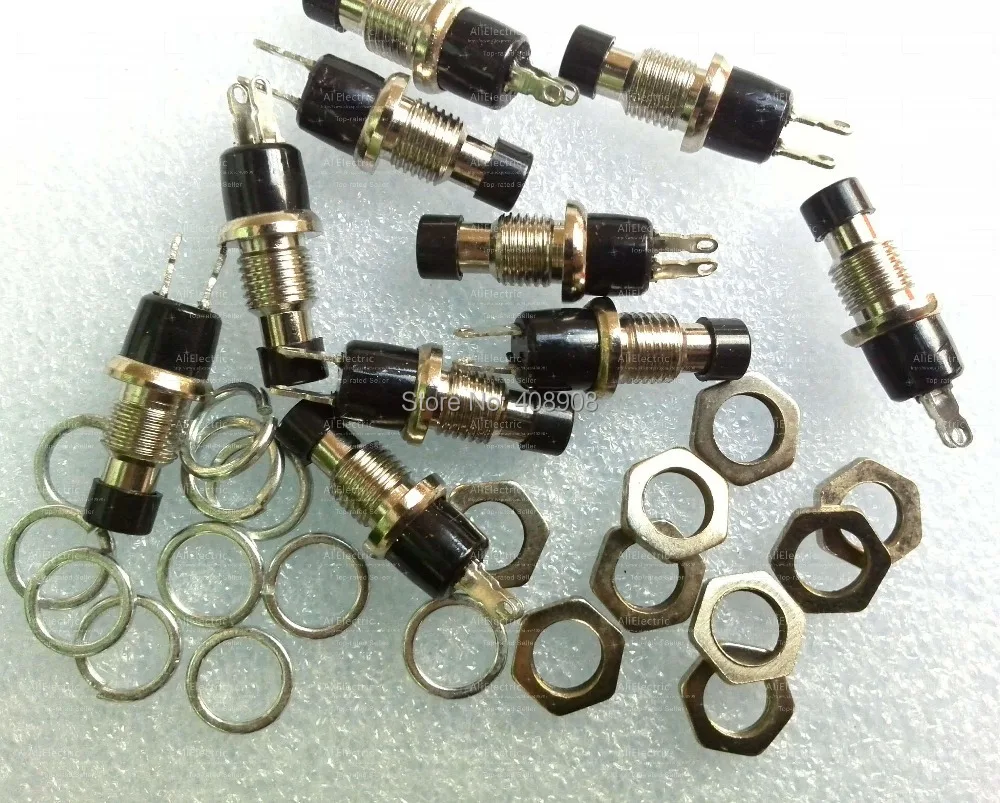 

10pcs Normal close Mini push button Switch 7mm 2 pin Black self-reset switch Momentary Switch N/C type ON-OFF Switch