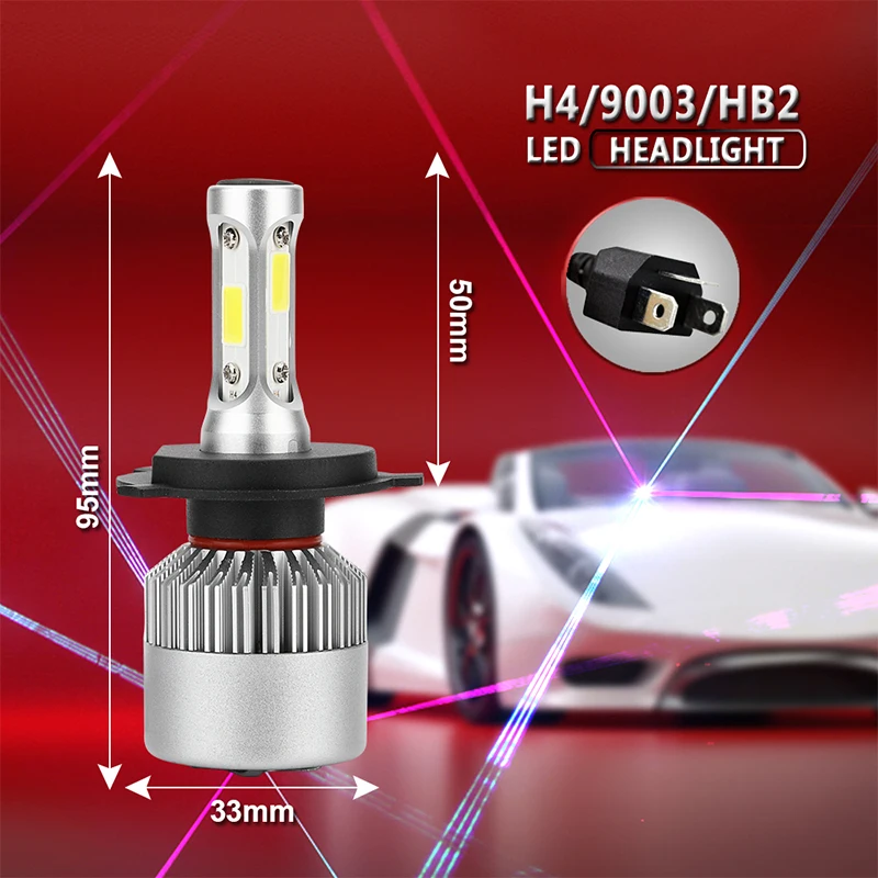 2x H4 светодиодный автомобильный головной светильник лампа H8 H9 H27 880 881 9005 9006 H11 6000K