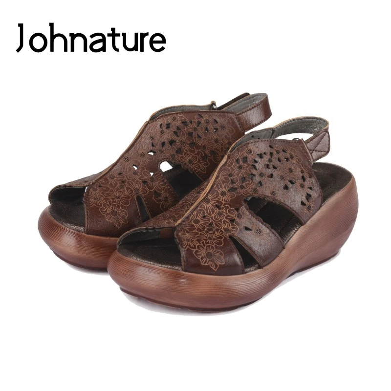 Johnature/летние сандалии-гладиаторы ручной работы из натуральной кожи Повседневные