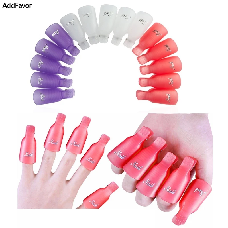 

AddFavor 10Pcs Nail Art Soak Off Cap Clip Reusable Gel Nail Polish Remover Wrap UV Gel Polish Remover Cleaner Clip Cap Gel Tools