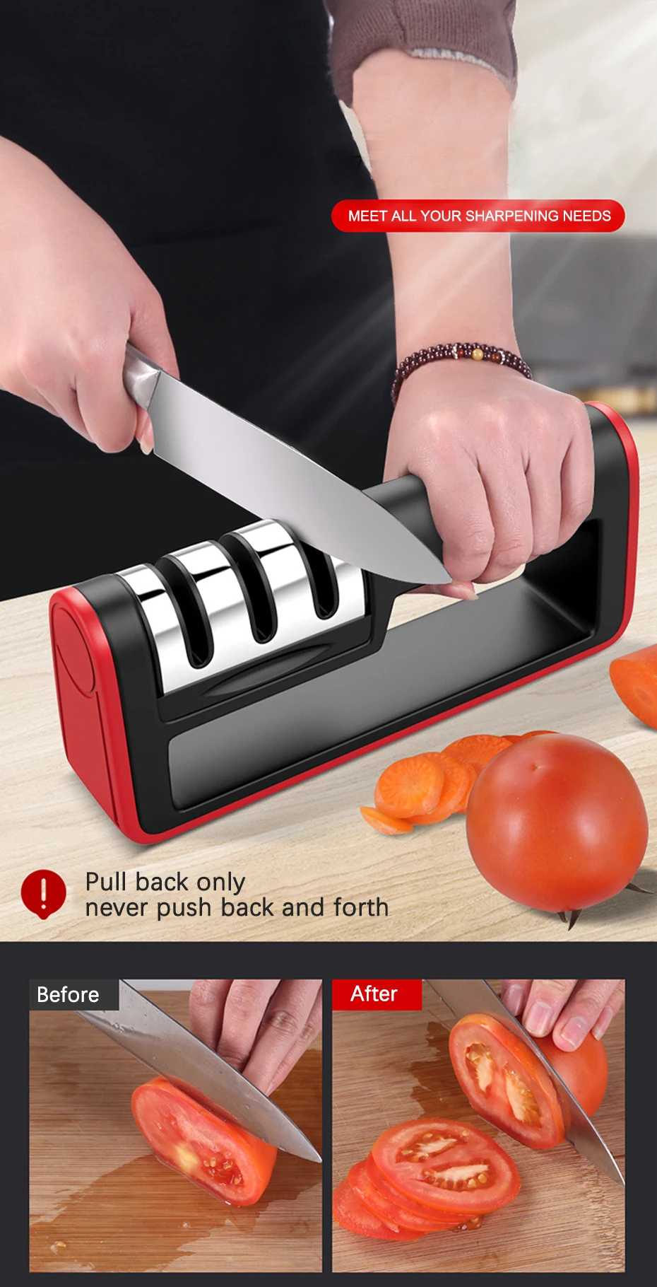 Stainless Steel Professional Knife Sharpener With Diamond Sharpening Stone