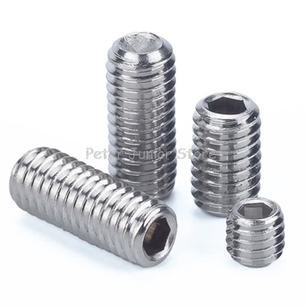 

50Pcs 304 Stainless Steel DIN916 M2 M2.5 M3 M4 Metric Thread Surfboard Fin Screws Inner Hex Cup Point Socket Set Screw GMN