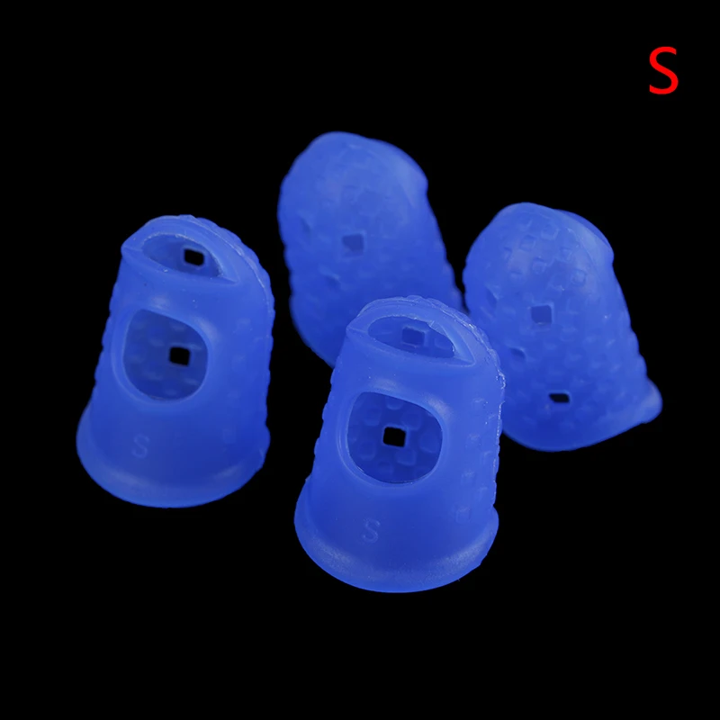 4 шт./компл. Силиконовая защита пальцев гитары пальца пленки для миниатюрная гитара укулеле гитара размеры S, M, l прозрачный голубой цвет - Цвет: blue S