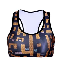 NEW 0070 Summer Sexy Girl Women classical FC game Battle City 3D Prints Padded Push Up Gym Vest Top Chest Running Sport Bras