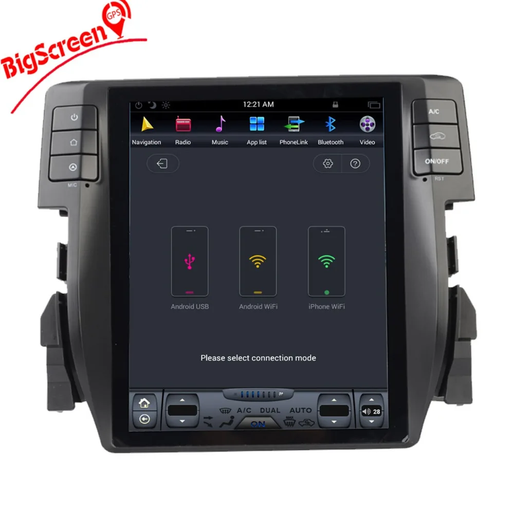 Perfect 10.4 Inch Android 6.0 Tesla Style Car DVD Player GPS Navi For Honda Civic 2016 2017 Stereo Multimedia Headunit Autoradio Satnav 3