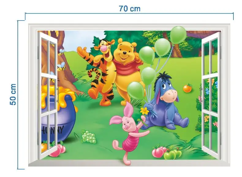 3D наклейки на стену для детской комнаты с изображением медведя из мультфильма Винни-Пуха, настенные наклейки для детской комнаты, вечерние наклейки для детской комнаты, подарки, плакат - Цвет: 17