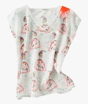 

Fresh stamp V collar raglan sleeve coat silk T-shir