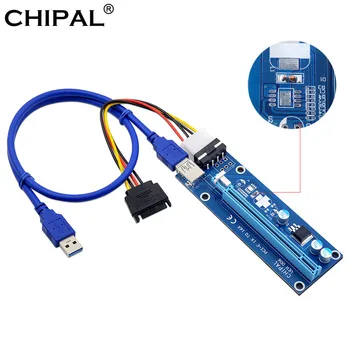 

CHIPAL 10PCS Voltage Stabilizer 006 PCI-E 1X to 16X Riser Card 60CM USB 3.0 Cable 4Pin to SATA Molex Power for BTC LTC Miner