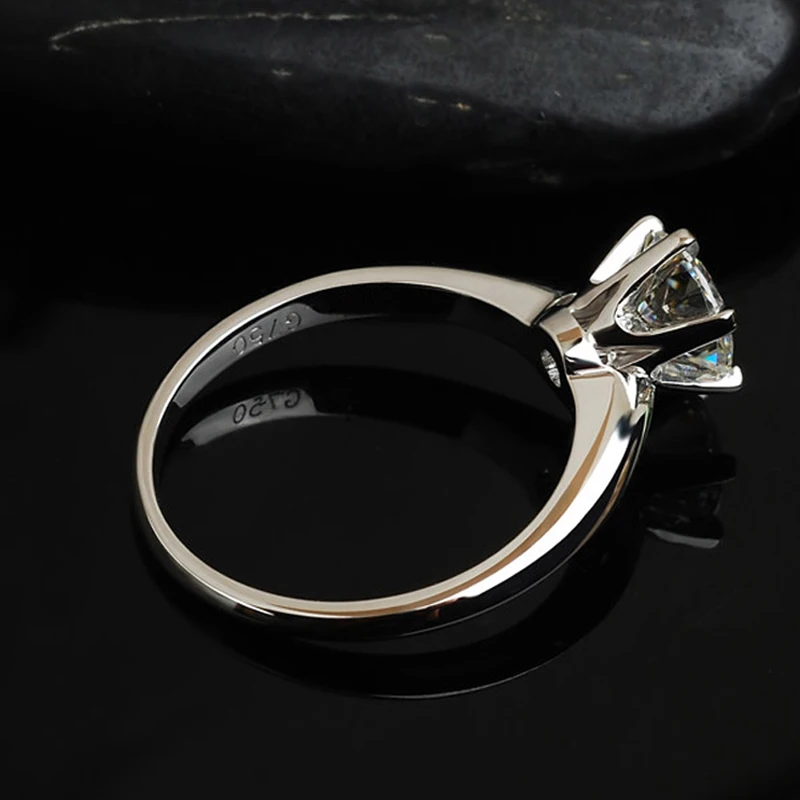 Сертифицированный 1 карат 18 К 750 твердое белое золото классические Forever One Moissanite Алмазные обручальные кольца для женщин свадебный подарок