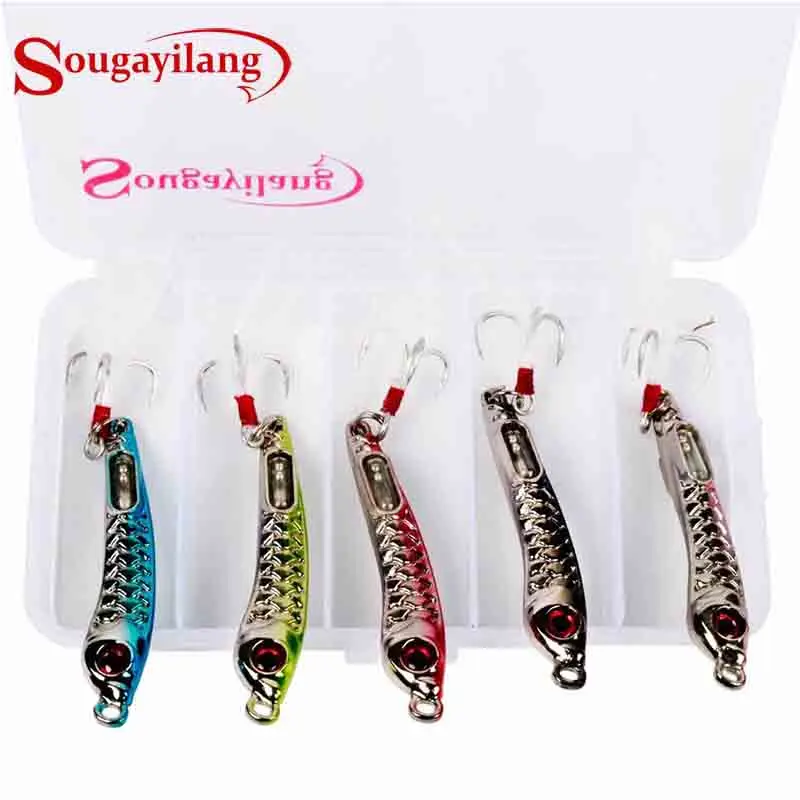 

Sougayilang 5Pcs Jigs Fishing Lures Vibrating Blade Bait with Fishing Tackle Box