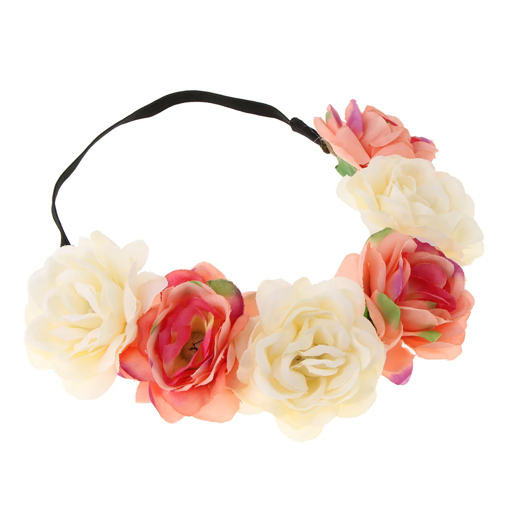 Gorgeous Women Flower Crown Wreath Rose Headbands Floral Garland Wedding Festival Hair Accessories Beach Wedding Headpiece