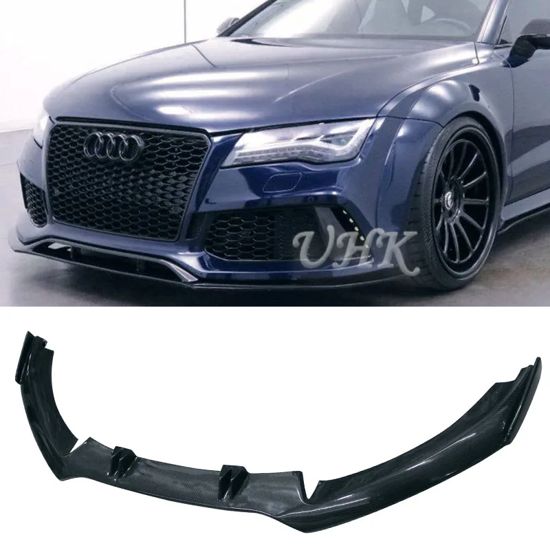 UHK для Audi аксессуары A7 S7 углеродное волокно передний бампер спойлер диффузор сплиттер Spoyler автомобиля протектор кузова наборы