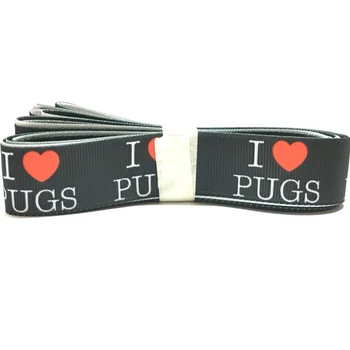 

Black Grosgrain Ribbon 7/8''inch 22mm I LOVE PUGS Printed Webbing DIY Pet Collars Hairbows Sewing Accessory Cintas 10Yards/lot
