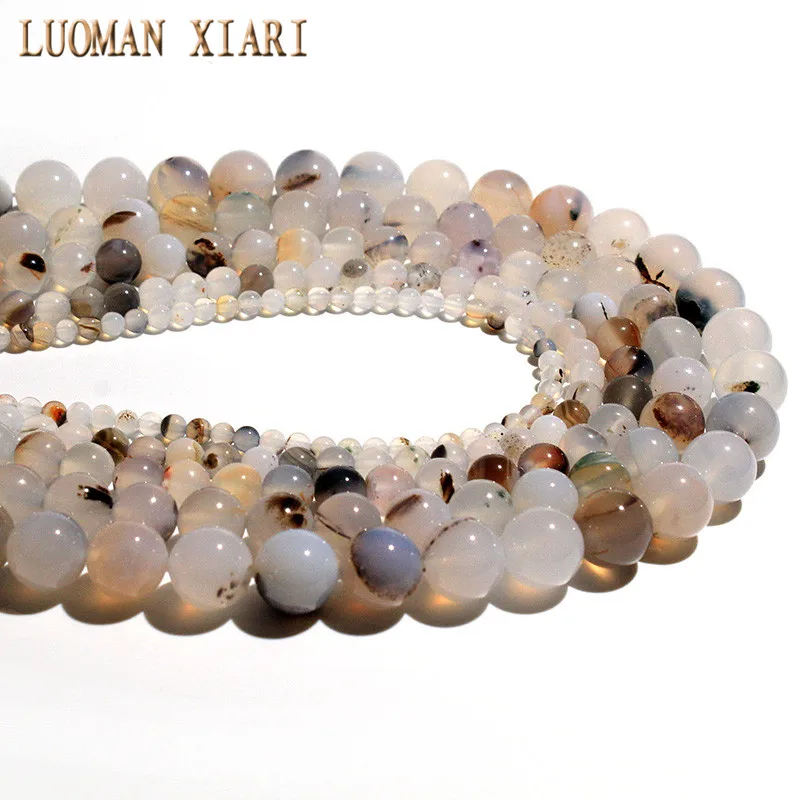 

Wholesale Natural White Black Flower Agat Stone Beads For Jewelry Making DIY Bracelet Necklace 4/6/8/10/12 mm Strand 15''