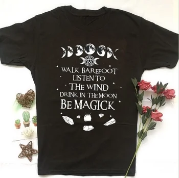 

kuakuayu HJN Drink In The Moon Be Magick Women Gothic T-Shirt Witchcraft Graphic Tee Cute Shirt For Moon Lovers Tee Tops