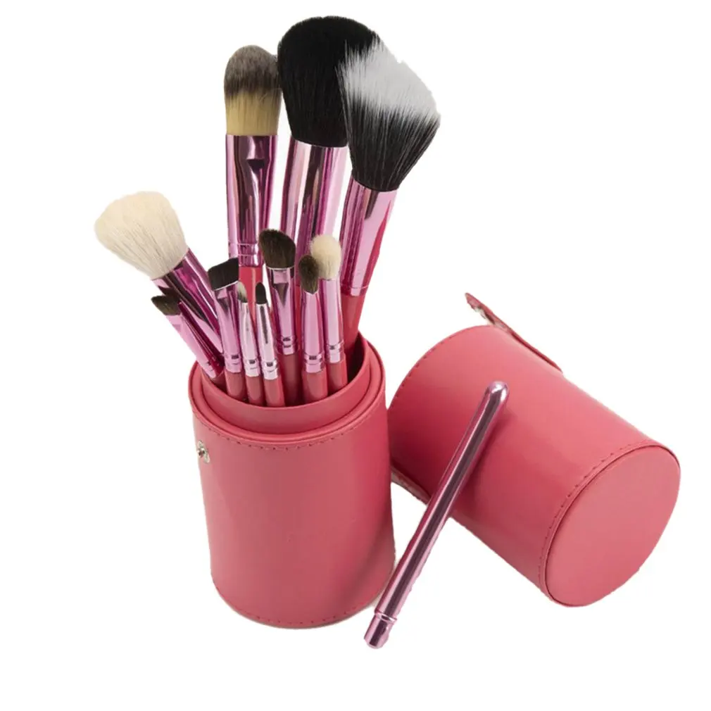 

12 Makeup Brush Eyeshadow Brush Blush Brush Cylinder Makeup Brush Set Wool Barrel Tube Brush Beauty Makeup Tools