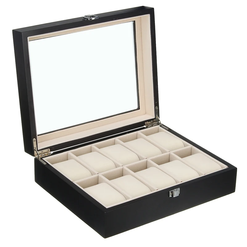 ФОТО Luxury 10 Grid Wooden Watch Box Jewelry Display Collection Storage Case Watch Organizer Box Holder
