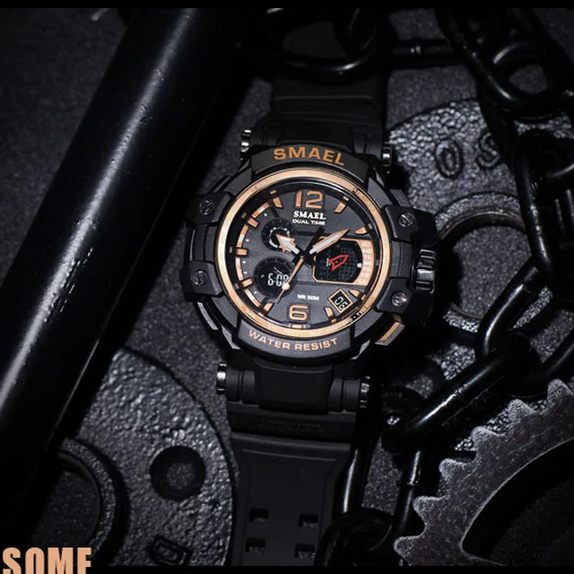 SMAEL Brand Men kwarcowy zegarek cyfrowy męskie zegarki sportowe S Shock męski zegar Relogios męskie LED wodoodporny zegarki na rękę 1509 tanie i dobre opinie Dual Display Wristwatches Quartz Wristwatches Alarm Back Light Water Resistant Rattrapante Multiple Time Zone Chronograph Perpetual Calendar Shock Resistant Stop Watch Complete Calendar Auto Date LED display SMAEL Brand Men kwarcowy zegarek cyfrowy męskie zegarki sportowe S Shock męski zegar Relogios męskie LED wodoodporny zegarki na rękę 1509 tanie i dobre opinie Dual Display Wristwatches Quartz Wristwatches Alarm Back Light Water Resistant Rattrapante Multiple Time Zone Chronograph Perpetual Calendar Shock Resistant Stop Watch Complete Calendar Auto Date LED display