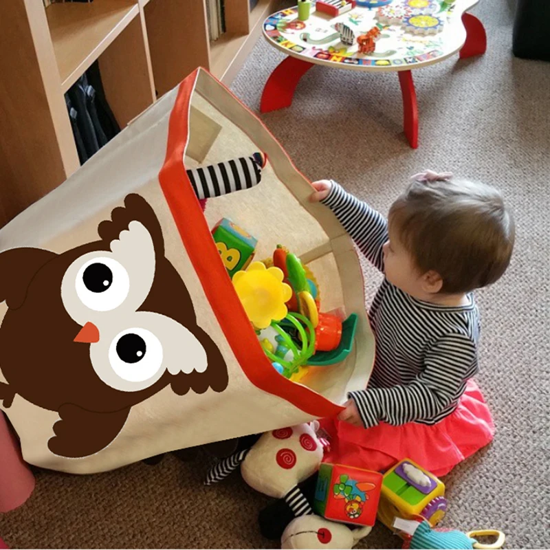 

2020 New Cartoon Canvas Fabric Storage Box Folding Sundries Storage Basket For Kid Toys Organizers Dirty Clothes Laundry Basket