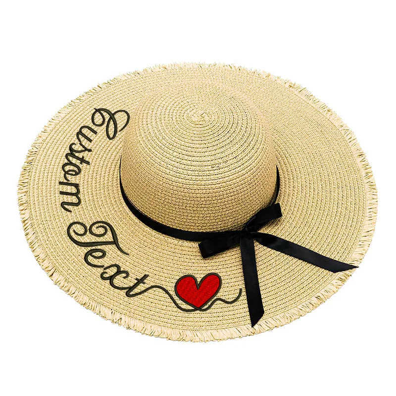 

Embroidery Personalized Custom LOGO Text Your Name Women Sun Hat Large Brim Straw Hat Outdoor Beach hat Summer Cap Dropshipping