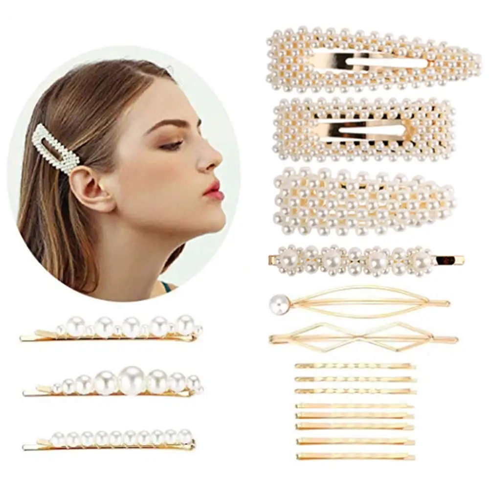 

3 Pcs /lot Pearl Beads Barrettes Hair Clip Hair Jewelry Korean Style Gold Color Hair Pin Stick Wholesale Women Accessories