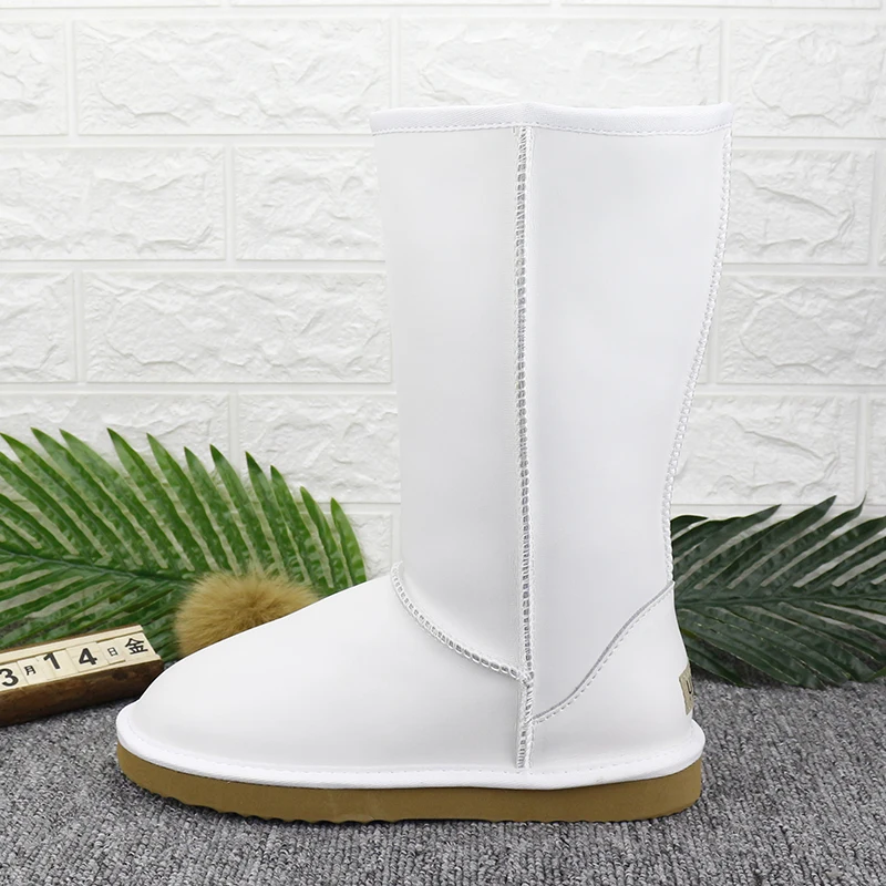 UVWP/высококачественные водонепроницаемые зимние ботинки из натуральной кожи; модные женские ботинки; теплые зимние ботинки из толстого плюша; - Цвет: White