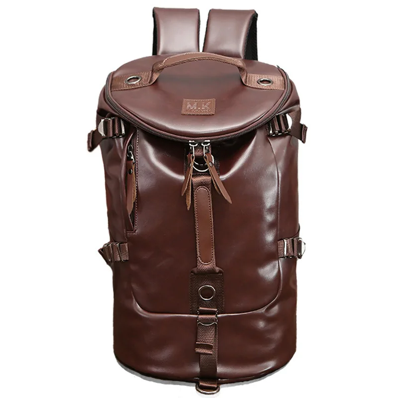 Английская Мода, студенческие подростковые школьные сумки, большая вместительность, Холщовый кожаный рюкзак для путешествий, кемпинга, Многофункциональный ретро рюкзак - Цвет: PU Leather Coffee