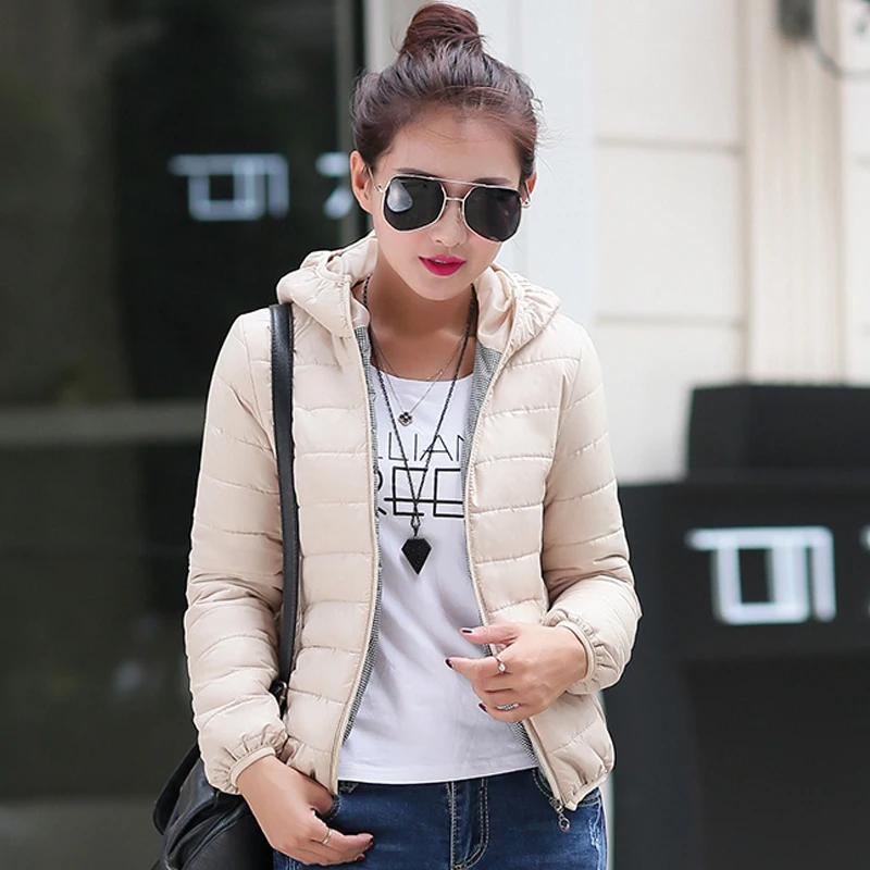 2019 new winter jacket women autumn hooded Coat Female Spring Jacket Women Padded cotton Parkas Casual Thin light Basic Jackets