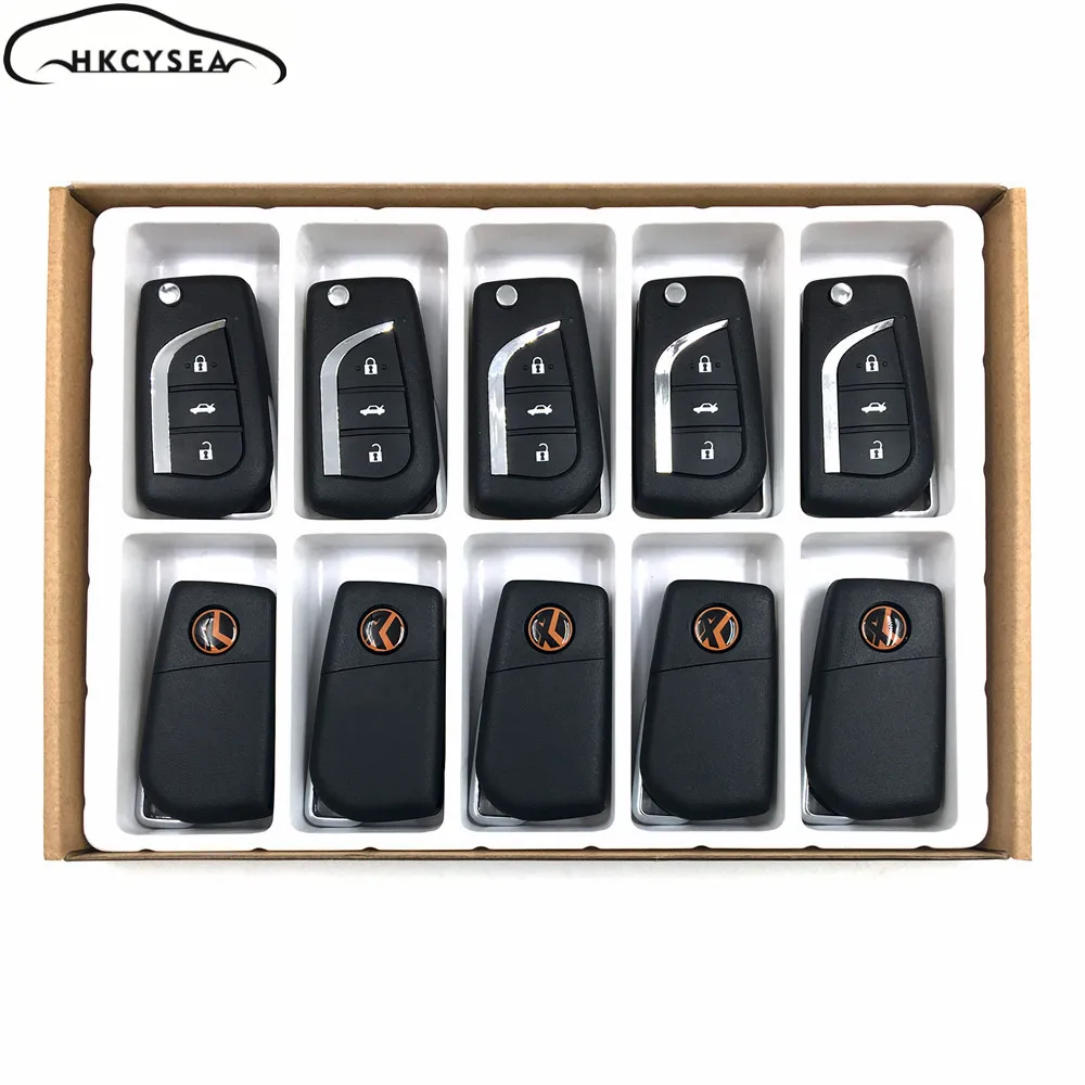 Hkcysea النسخة الإنجليزية العالمي مفتاح بعيد فوب 3 زر لتويوتا ستايل ل Xhorse Vvdi أداة مفتاح صغيرة في مفتاح السيارة من السيارات والدراجات النارية على Bhplan Org Store