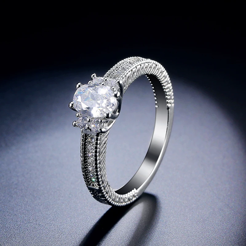 UILZ Modyle 2018 New Fashion White Gold Round Shaped Wedding Ring For Woman Dropshipping UR073