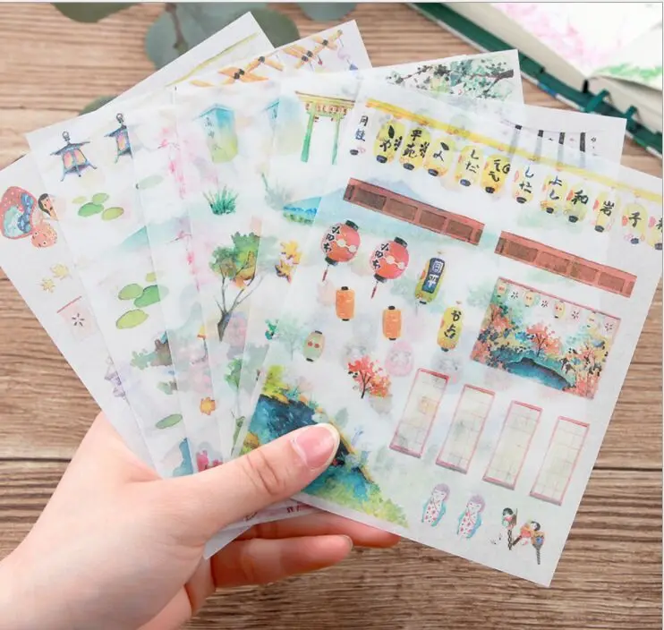 6 Pages/Pack Japanese style Fuji doll cherry Decorative Planner