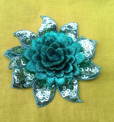 5 шт блестки вышивают цветок Patche 3,2 дюймов - Цвет: peacock blue