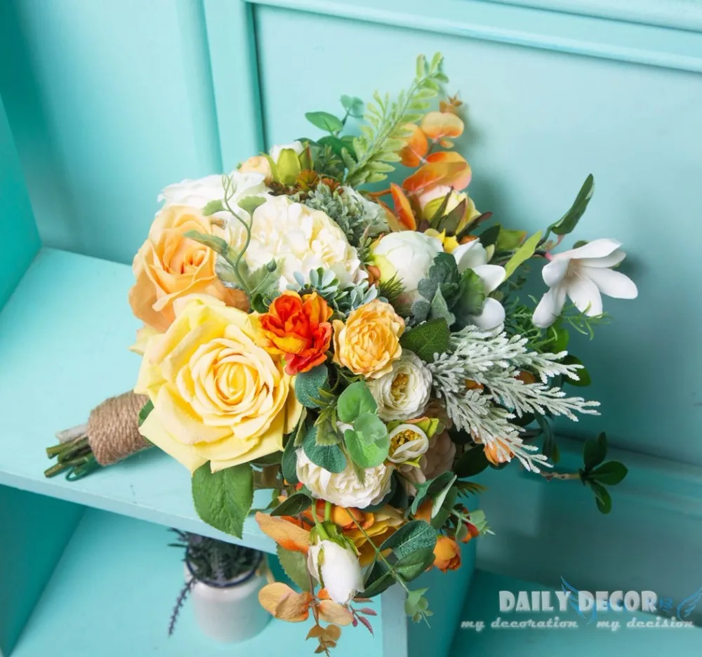 Buket Pernikahan Warna Kuning Buatan Buket Tangan Pengantin Pesta Hutan Bunga Ramo De Boda Buque De Noiva Gratis Pengiriman Ramos De Boda Flower Flowerflower Hand Aliexpress