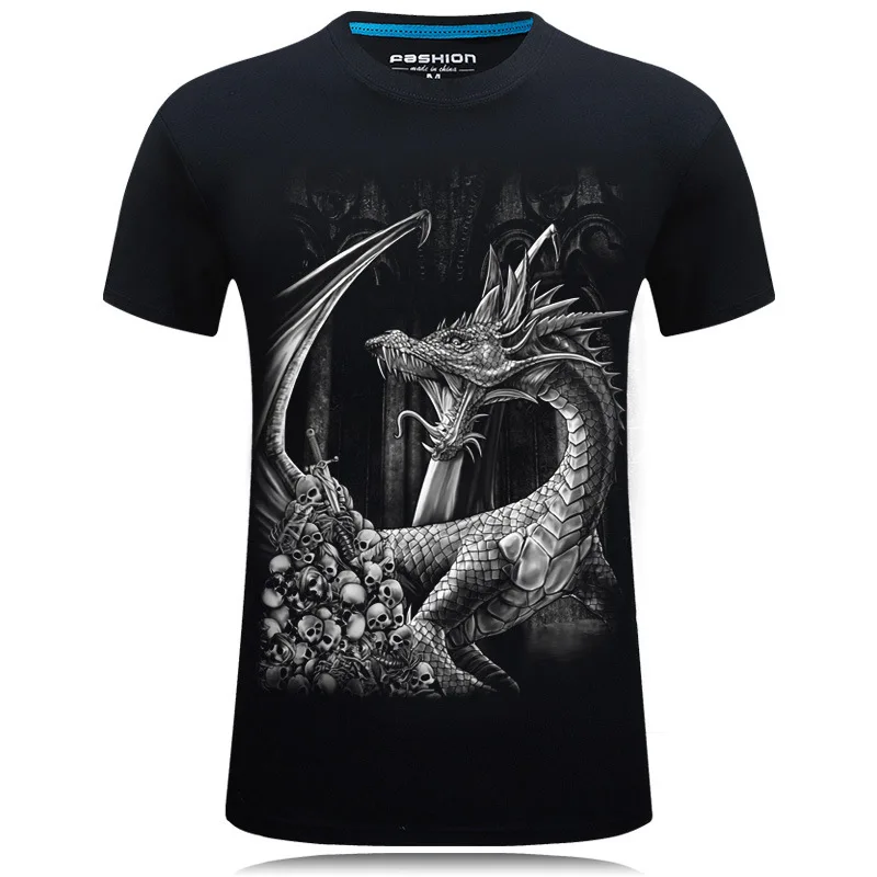S 6XL индивидуальный дизайн серебряный дракон Мужская футболка круглый вырез