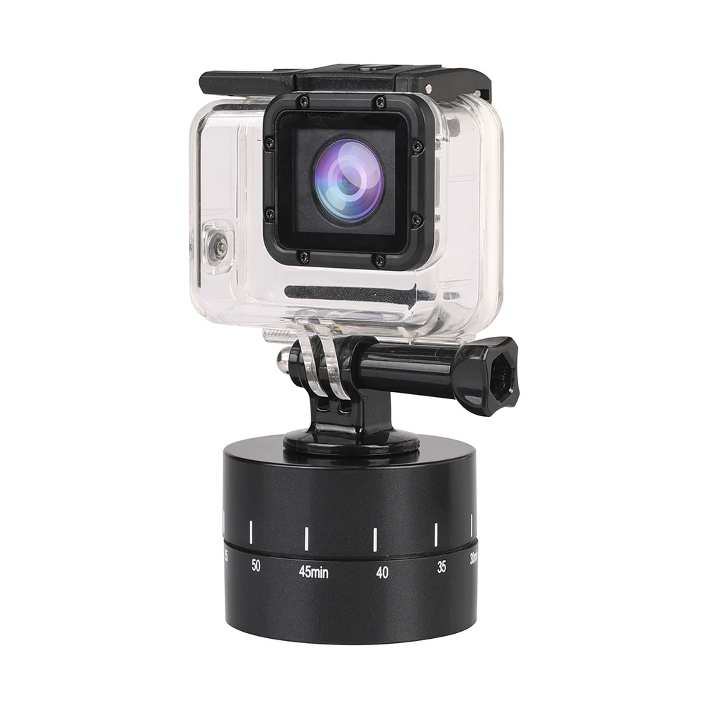 

60min Time Lapse 360 degree Rotating Automatic Timer Tripod Head Photography Delay Tilt Head for GoPro 7 6 5 4 3 2 Black