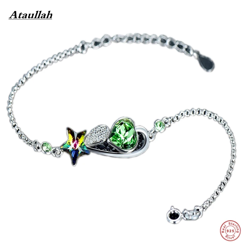 

Ataullah New Star Natural Crystal Stone 100% 925 Sterling Silver Bracelets For Women Fine 925 Jewelry BSW308-F