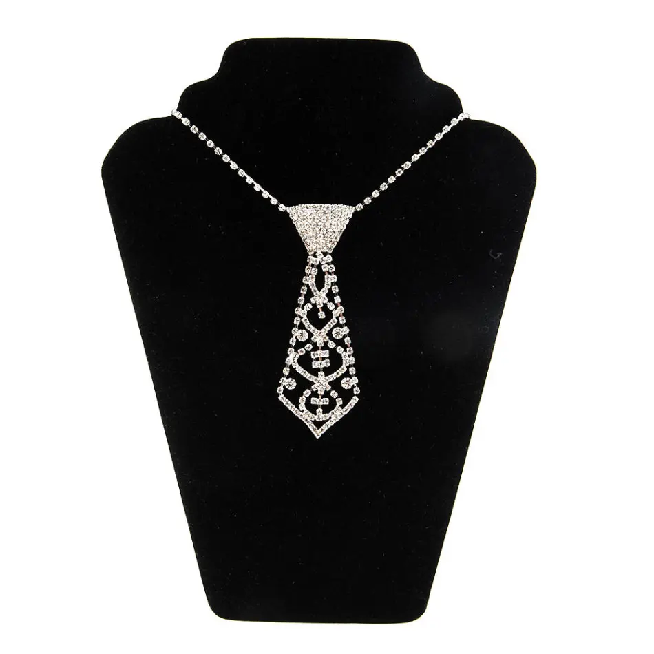 

Necktie Necklace Bride Glitter Rhinestone Tie Accessories Statement Men Women Wedding Jewelry Necklace Party Gift