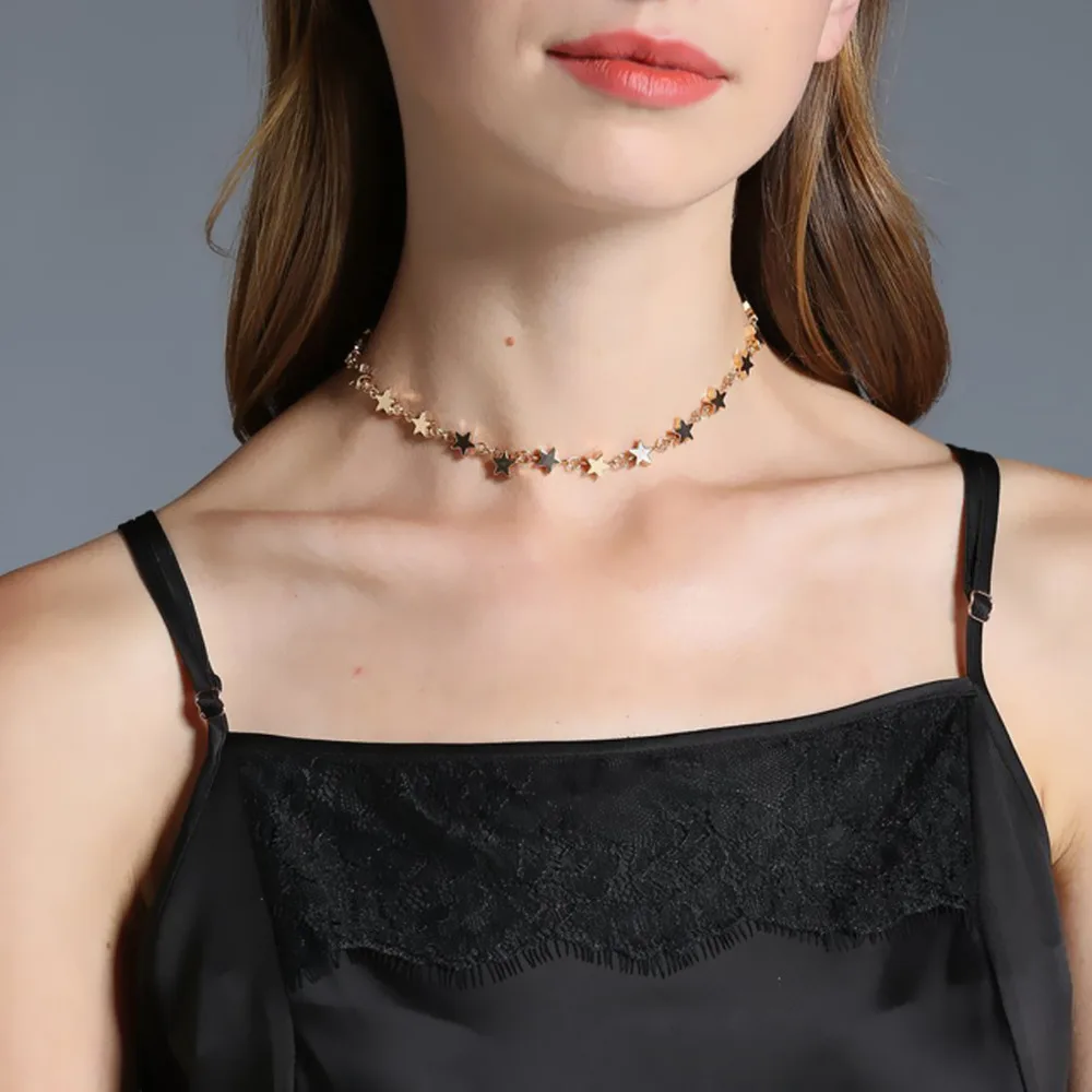 IngeSight. Z Модная медная цепочка со звездами, женское колье, ожерелье на шею, ювелирное изделие, ожерелье золотого/серебряного цвета
