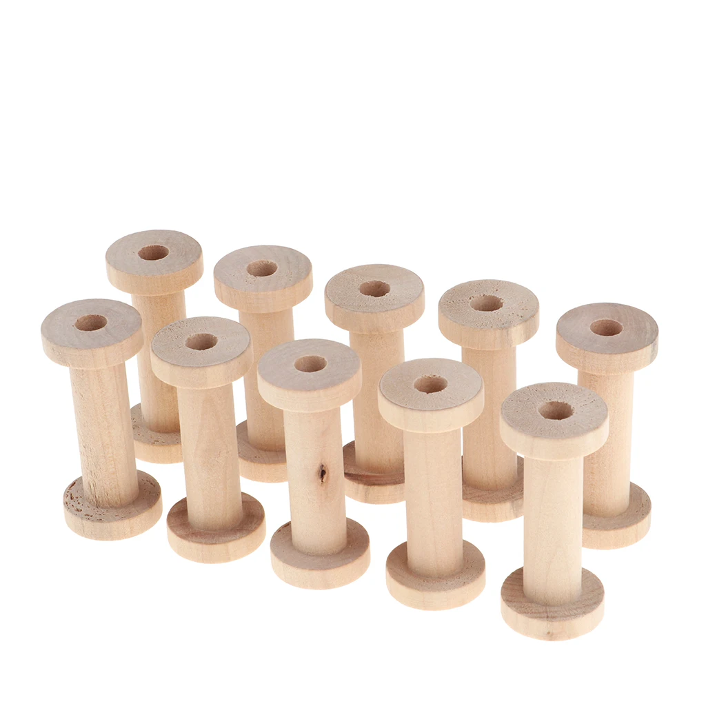 MagiDeal Spool Wooden Empty Vintage DIY Roller Coils for Sewing Crafts Wire