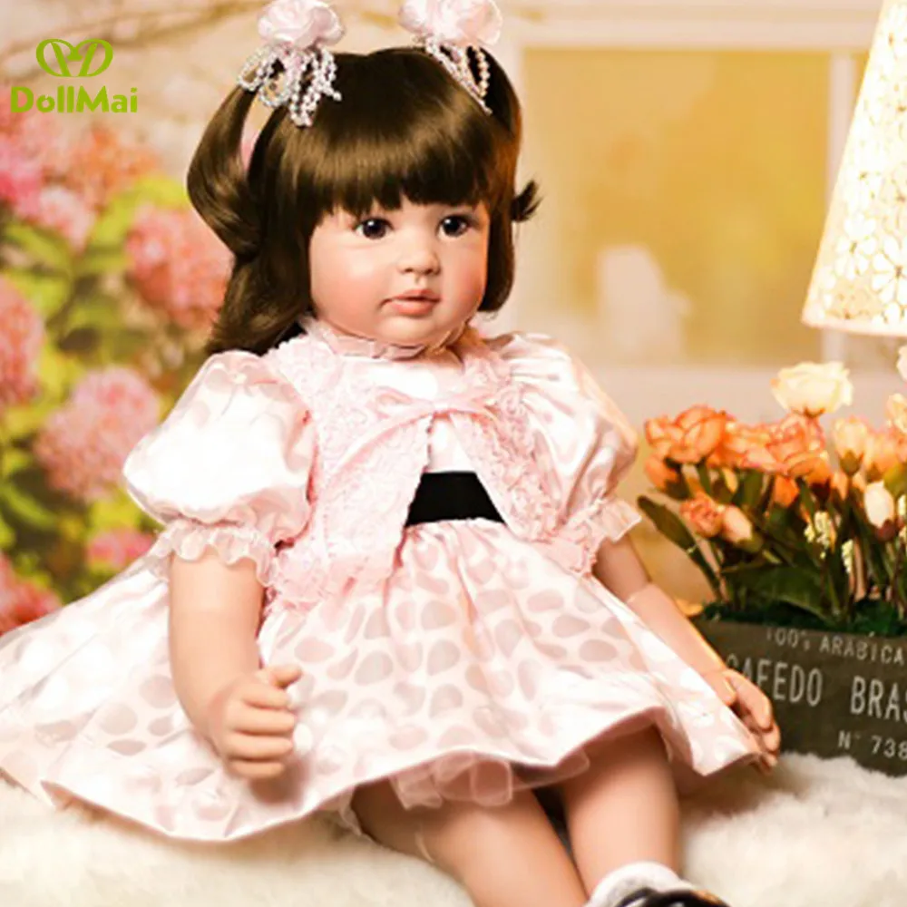 

24" Silicone Reborn Toddler Baby Doll Toys 60cm vinyl Princess Girl babies Girls Brinquedos bebe gift reborn menina bonecas