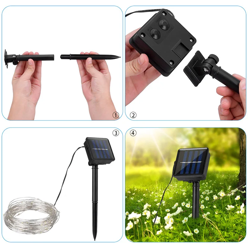 20M LED Solar String Christmas Ornament Lights Garland Fairy Strips Lamp Garden Wedding New Year Decoration Outdoor Waterproof