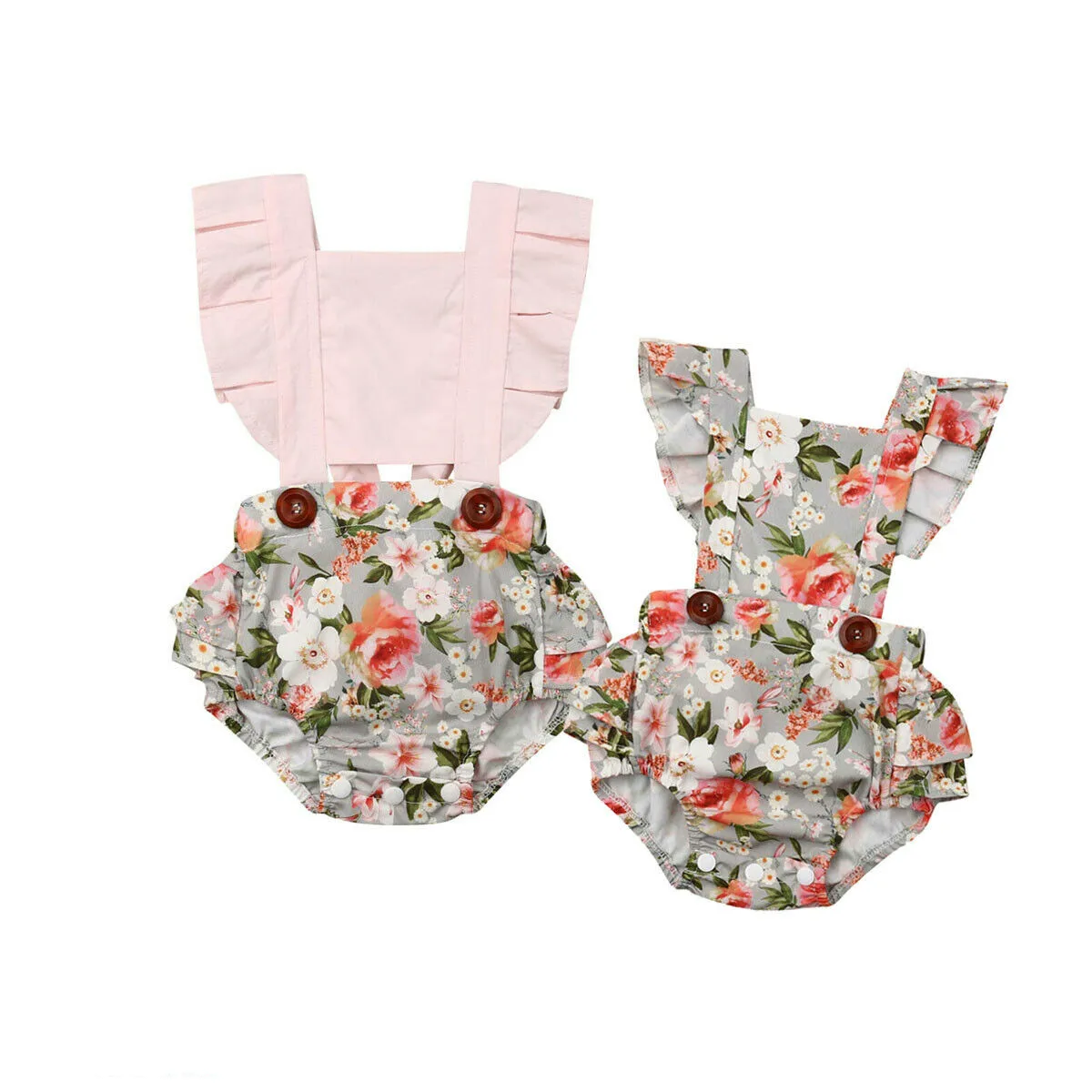 

Cute Newborn Baby Girl Princess Ruffles Sleeveless Backless Floral Baby Bodysuit Jumpsuit Outfits Summer Clothes