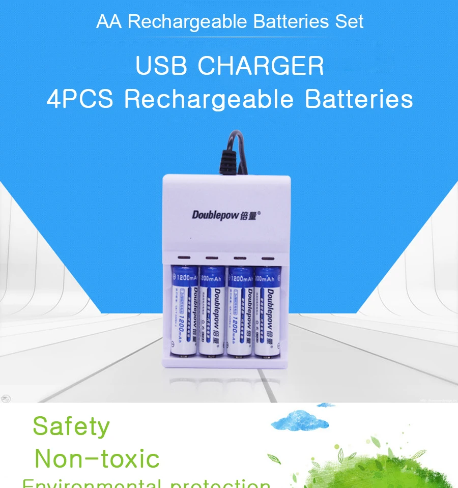 AA Ni-MH перезаряжаемые батарея 4 слота USB зарядное устройство для AA/AAA батарея 800 мАч 1200 мАч 2A 5# батарея портативный батарея коробка Dropship18650 аккумулятор