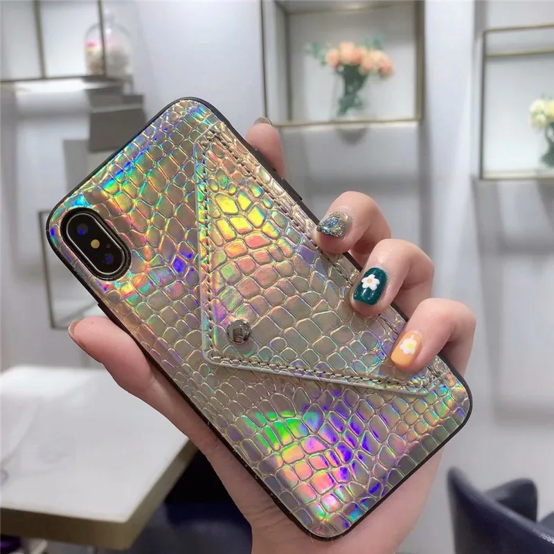

Shiny laser Crocodile Leather Case for iPhone XS Max X XR XS Snake Pattern case for iPhone 7 8 6 6s plus case cover