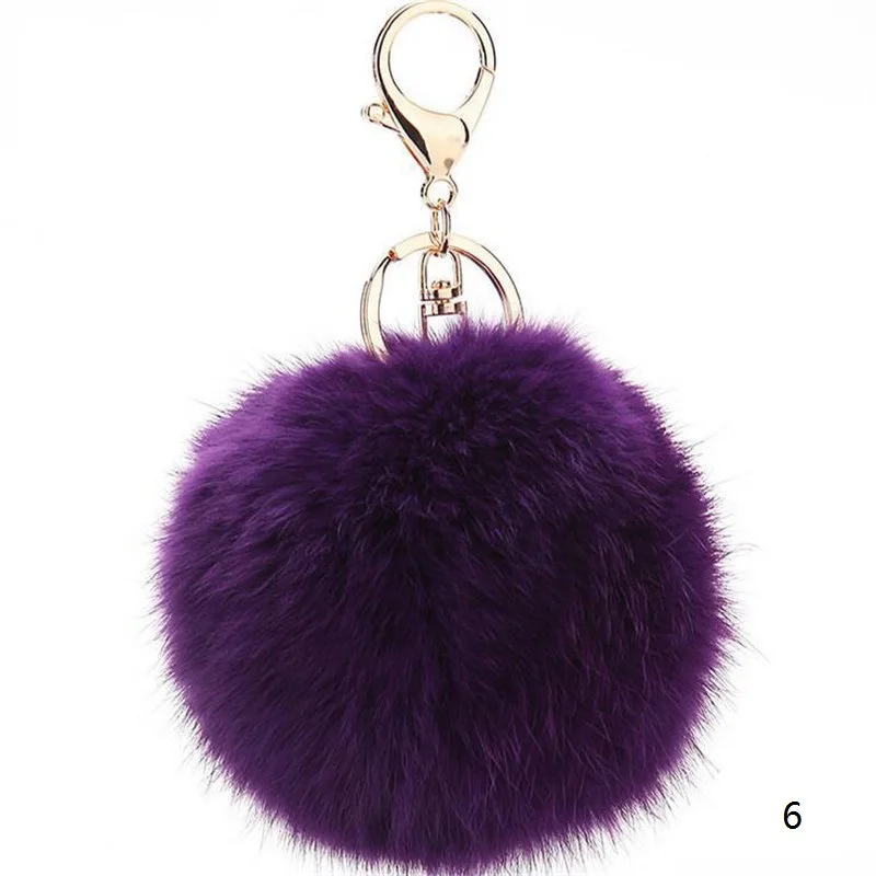 Wholesale Price Colorful Bag Car Keyring Rabbit Fur Soft Ball Charm Women Keychain For Keys Bags