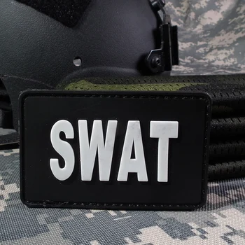 

Rubber PVC SWAT Tactical Hook And Loop Patch Military Morale Armband Army Combat Badge Black Color 3pcs