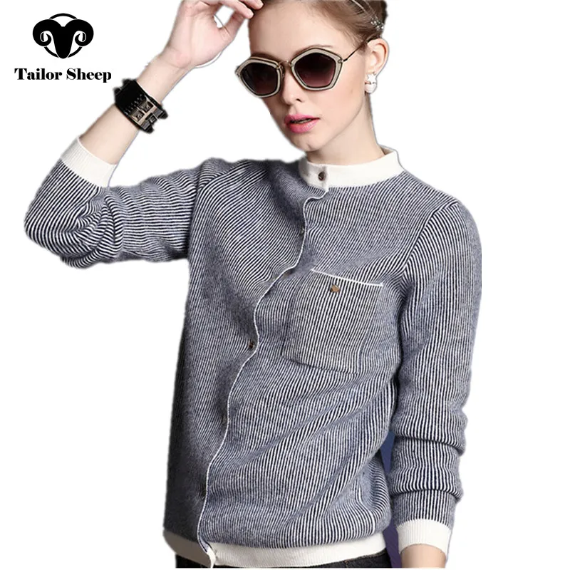 

2019 autumn winter new wool cardigan women short paragraph striped sweater female jacket knitted coat