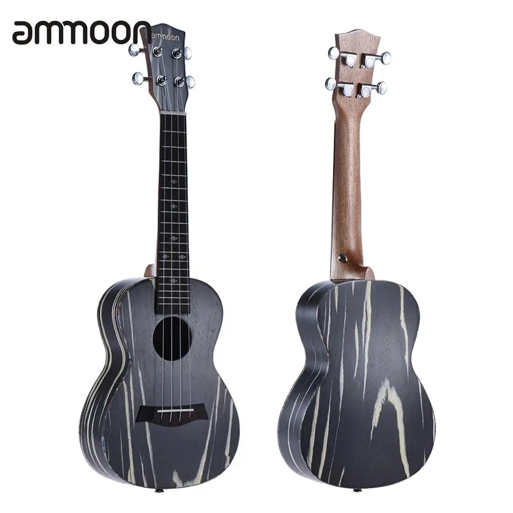 

High Quality ammoon 24" Wooden Acoustic Soprano Ukulele Ukelele Uke18 Frets 4 Strings Okoume Neck Rosewood Fretboard
