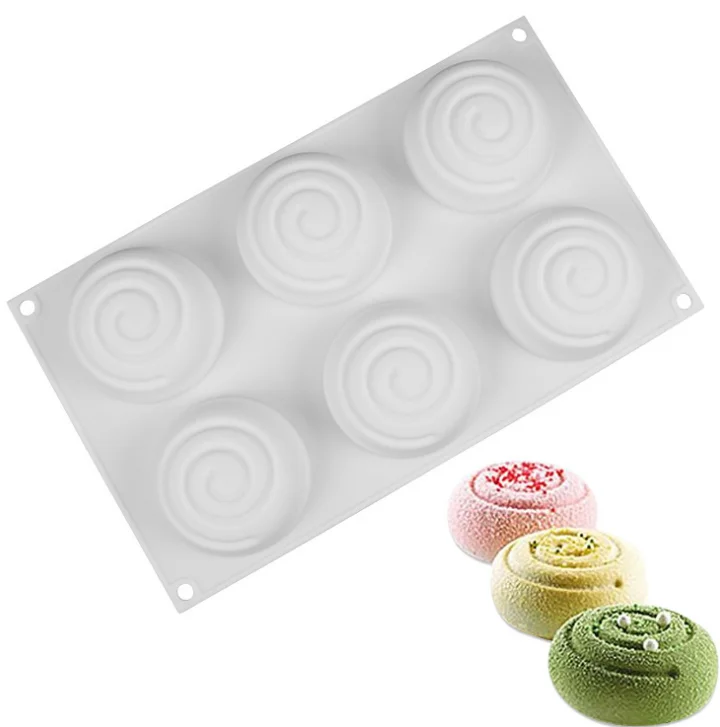 6 tornadoes white silica gel cake baking mousse mold French dessert silicone bakery tool mould