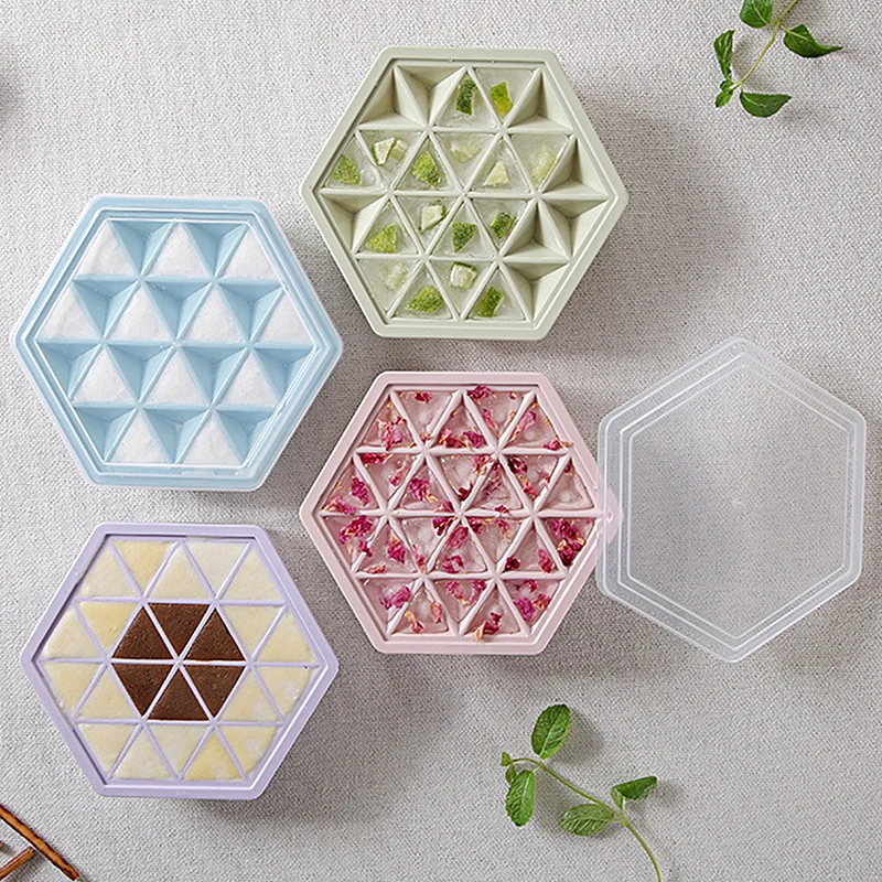 

Homemade Silicone Ice Cube Tray Hexagon Type with Cover Ice Cream Party Cocktail Beer Ice Maker Mold Fridge Ice Mould